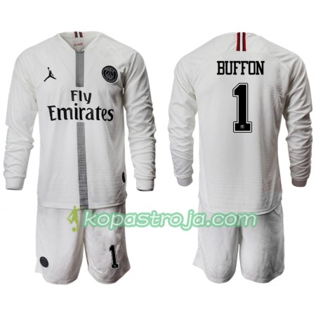 Billiga Fotbollströjor Paris Saint-Germain BUFFON 1 Jodan Vit Barn Tredje tröja 2018/19 Långärmad